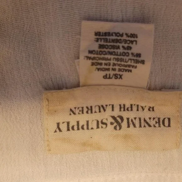 Ralph Lauren Denim & Supply white boho chic women's blouse - XS/TP - Picture 9 of 9